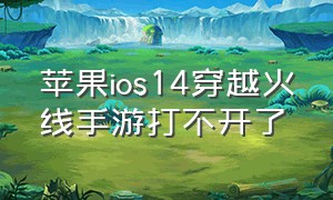 苹果ios14穿越火线手游打不开了