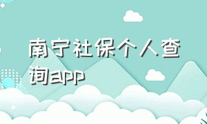 南宁社保个人查询app