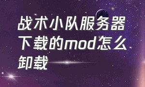 战术小队服务器下载的mod怎么卸载