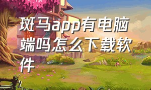 斑马app有电脑端吗怎么下载软件（斑马app可以在电视上下载吗）