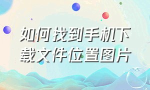 如何找到手机下载文件位置图片（手机下载的图片在文件管理哪里找）