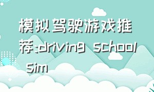 模拟驾驶游戏推荐:driving school sim
