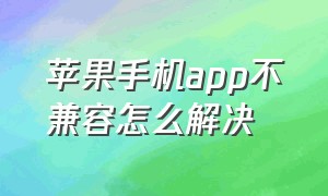 苹果手机app不兼容怎么解决