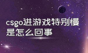 csgo进游戏特别慢是怎么回事