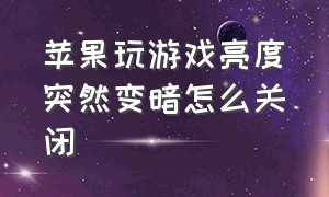 苹果玩游戏亮度突然变暗怎么关闭