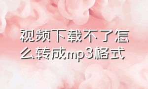 视频下载不了怎么转成mp3格式（怎么把下载的视频变成mp3文件）