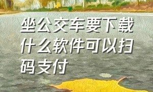 坐公交车要下载什么软件可以扫码支付