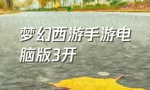 梦幻西游手游电脑版3开