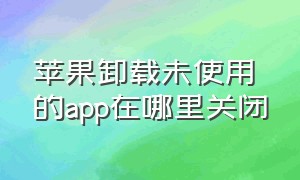 苹果卸载未使用的app在哪里关闭