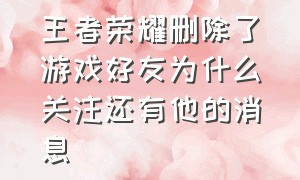 王者荣耀删除了游戏好友为什么关注还有他的消息（王者荣耀删除好友了怎么还在列表）