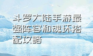 斗罗大陆手游最强阵容和魂环搭配攻略