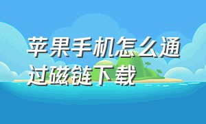 苹果手机怎么通过磁链下载