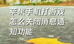 苹果手机打游戏怎么关闭消息通知功能（苹果手机打游戏怎么关闭消息通知功能设置）