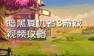 暗黑复仇者3游戏视频攻略