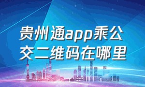 贵州通app乘公交二维码在哪里