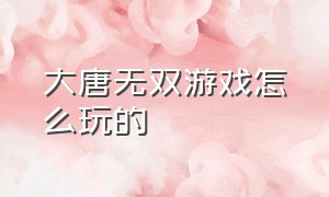 大唐无双游戏怎么玩的