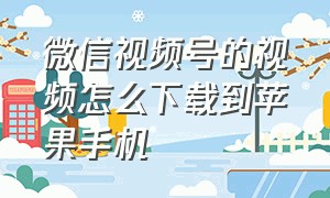 微信视频号的视频怎么下载到苹果手机（苹果手机微信视频下载保存方法）