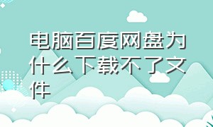 电脑百度网盘为什么下载不了文件