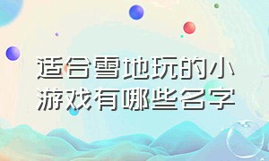 适合雪地玩的小游戏有哪些名字（适合在下雪天玩的游戏大全）