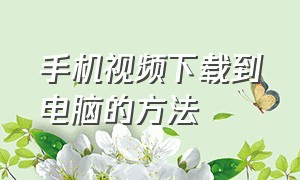 手机视频下载到电脑的方法