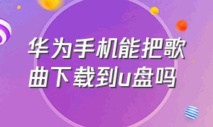 华为手机能把歌曲下载到u盘吗（华为手机怎么把歌曲下到u盘上）