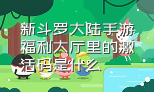 新斗罗大陆手游福利大厅里的激活码是什么