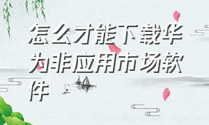 怎么才能下载华为非应用市场软件