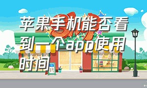 苹果手机能否看到一个app使用时间（苹果手机哪里看app的使用时间）