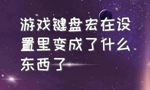 游戏键盘宏在设置里变成了什么东西了