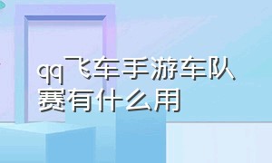 qq飞车手游车队赛有什么用