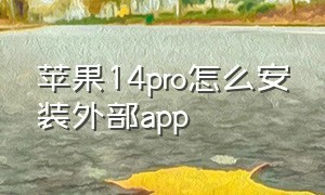 苹果14pro怎么安装外部app