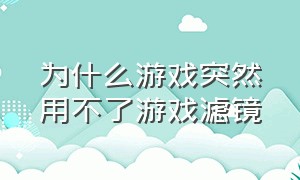 为什么游戏突然用不了游戏滤镜