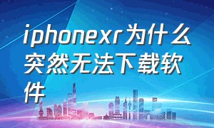 iphonexr为什么突然无法下载软件