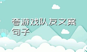 夸游戏队友文案句子