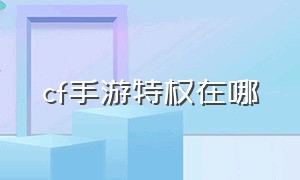 cf手游特权在哪（cf手游在哪里关闭v特权）