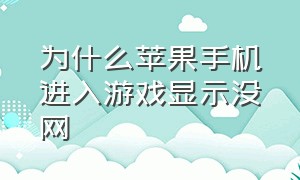 为什么苹果手机进入游戏显示没网