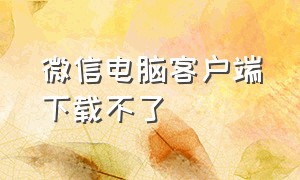 微信电脑客户端下载不了（如何正确下载微信电脑版）