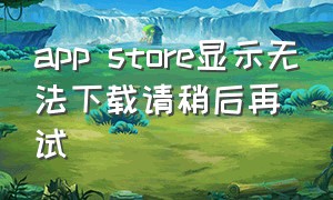 app store显示无法下载请稍后再试