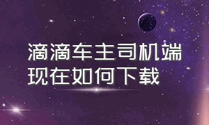 滴滴车主司机端现在如何下载