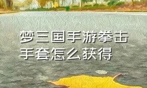 梦三国手游拳击手套怎么获得（梦三国手游蓬莱怎么掉弓箭）