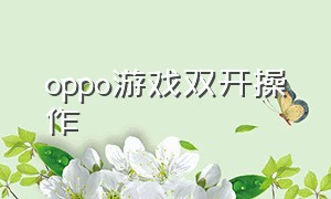 oppo游戏双开操作（oppo手机游戏双开能分成小窗口吗）