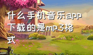 什么手机音乐app下载的是mp3格式