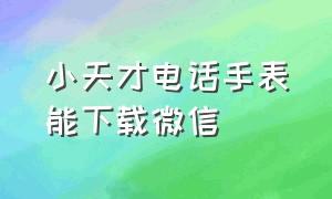 小天才电话手表能下载微信