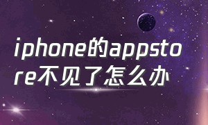 iphone的appstore不见了怎么办