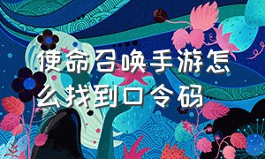 使命召唤手游怎么找到口令码（使命召唤手游口令码从哪里打开）