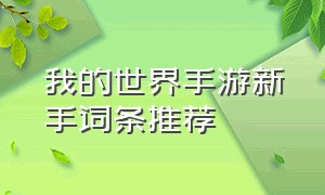 我的世界手游新手词条推荐