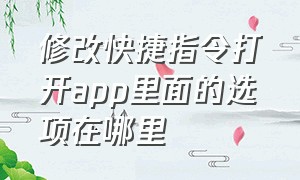 修改快捷指令打开app里面的选项在哪里