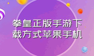 拳皇正版手游下载方式苹果手机