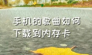 手机的歌曲如何下载到内存卡（在手机怎么下载歌曲到内存卡）