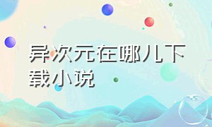 异次元在哪儿下载小说